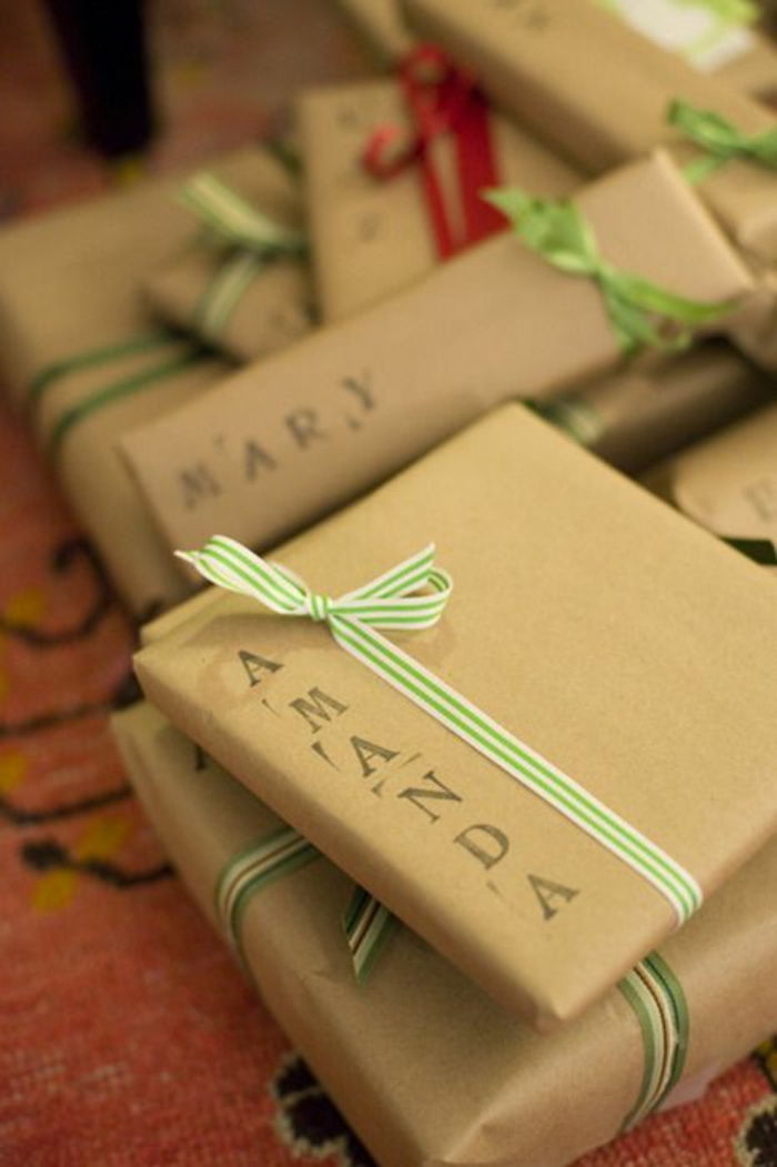 å skrive ut navnene til personene som gaveen tilhører - vakkert pakket gaver