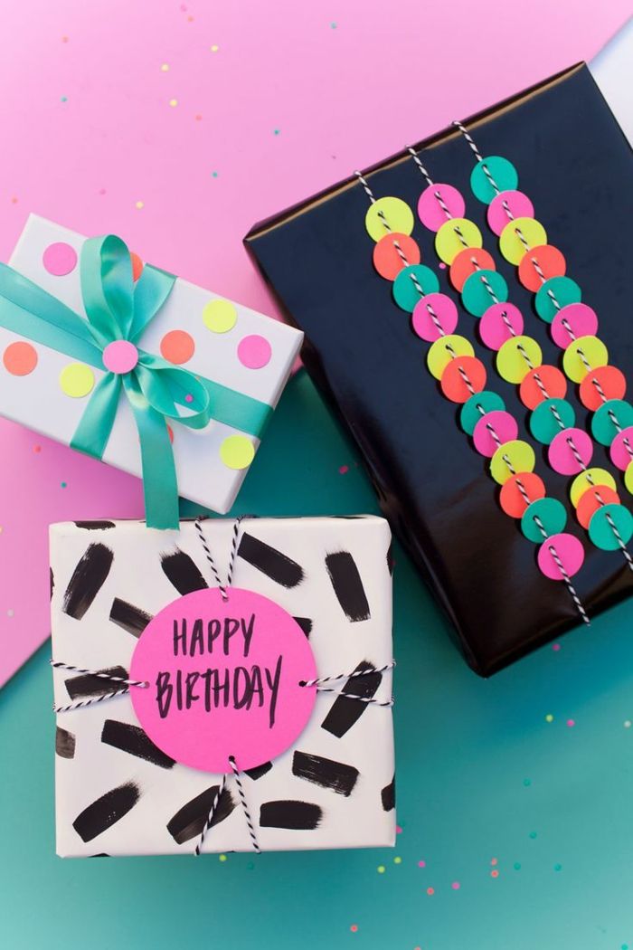 tre bursdagsgaver som inspirerer med deres originale design - for å dekorere gaver