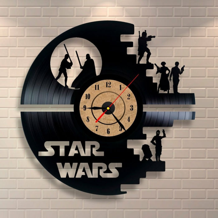 Presente de Natal para os fãs de Star Wars, relógio de parede feito de placa, idéias originais do presente para inspirar