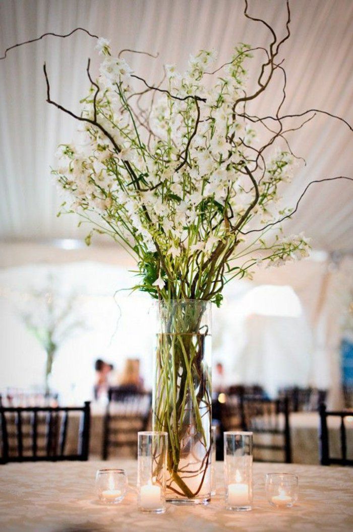 cam vazo-büyük-güzel-çiçek, vazo cam mumlar Muhteşem masa dekorasyonu