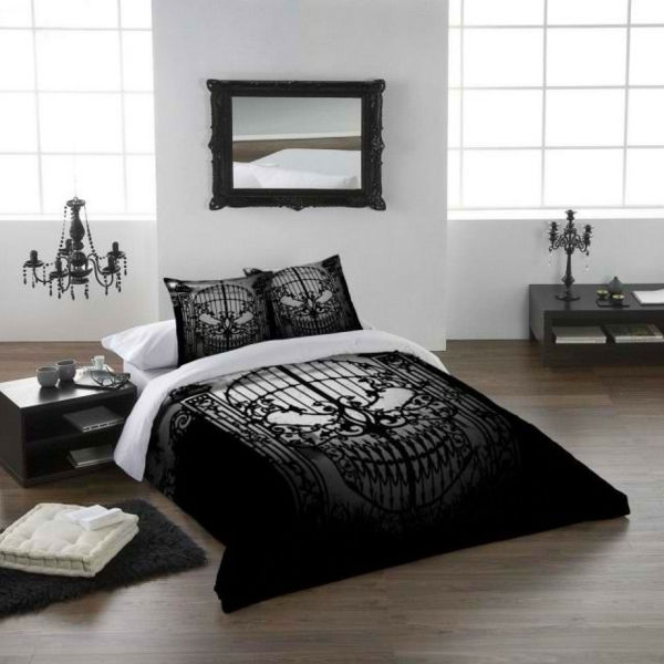 gothic sovrum-in-vit-och-svart