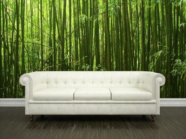 green-Mural Forest-kontrast hvit sofa