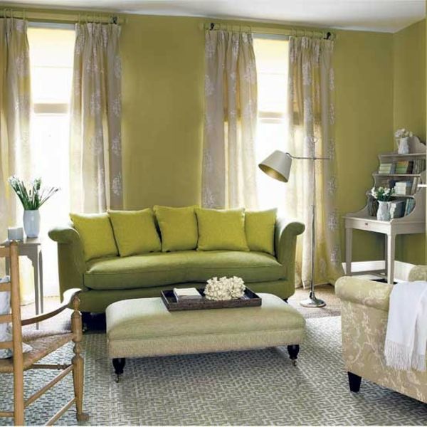yeşil oturma odası-modern-moda-güzel perdeler