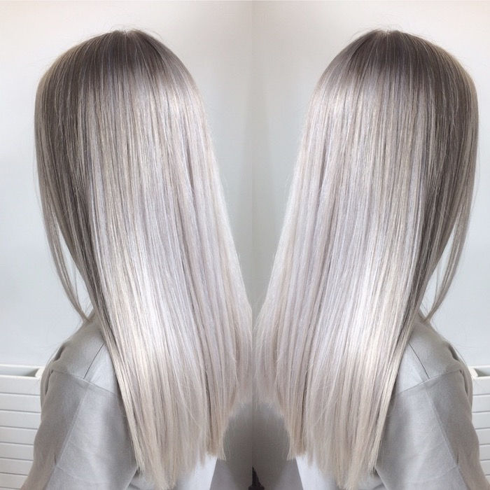 Silverblond - från två hörn ser vi den här fantastiska silverblonda håret