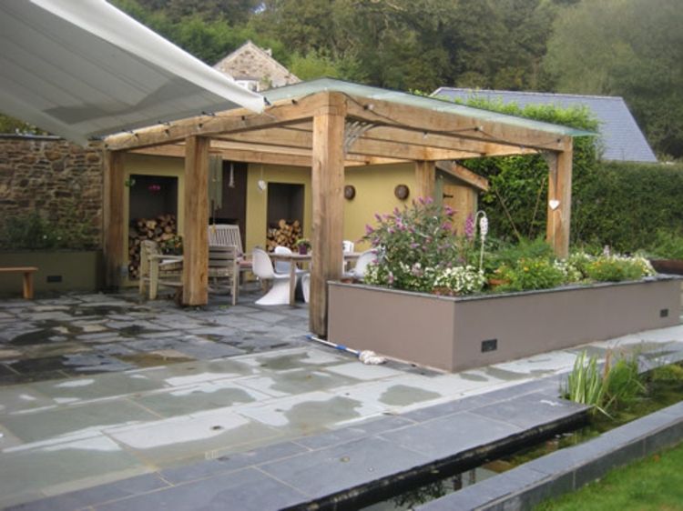 pergolė-medžio terasa sodas-Chic-kilnus-modernus naujas stilingas dizainas