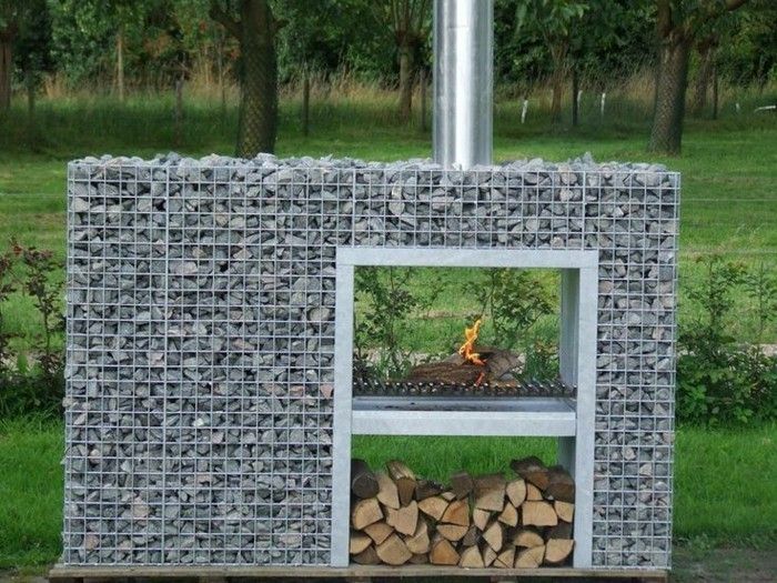 barbecue-grill-jardim-de-natureza-stone-wall-pedra cesta-obter-pedra cesta-compra no