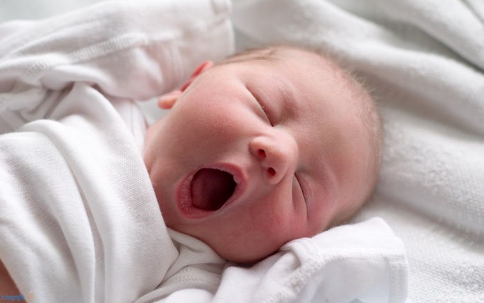 güzel bir günaydın - bir bebek yawns ve çok tatlı görünüyor