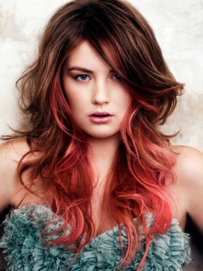 plaukų spalva, raudona ir kūrybiškas dizainas-gražūs-rožinė-niuansai