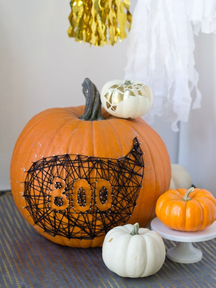 Decore a abóbora com linha, faça a sua própria decoração de Halloween, ideias DIY para crianças e adultos