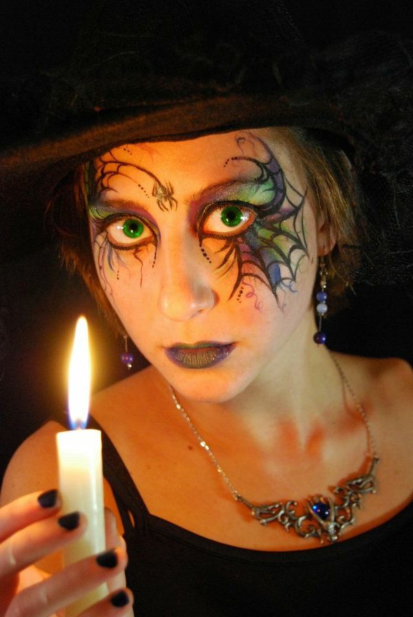 Halloween ličila ideje-čarovnica-a-svečo