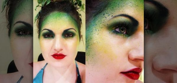 halloween make-up šablóny zelené čelo