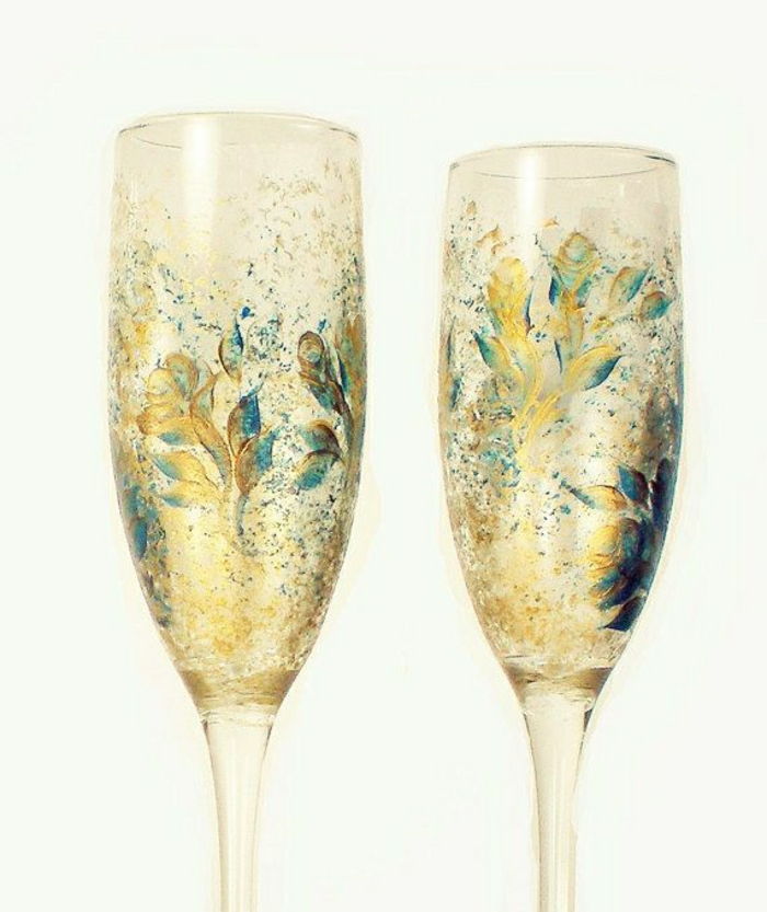 Ročno poslikane očala šampanjec