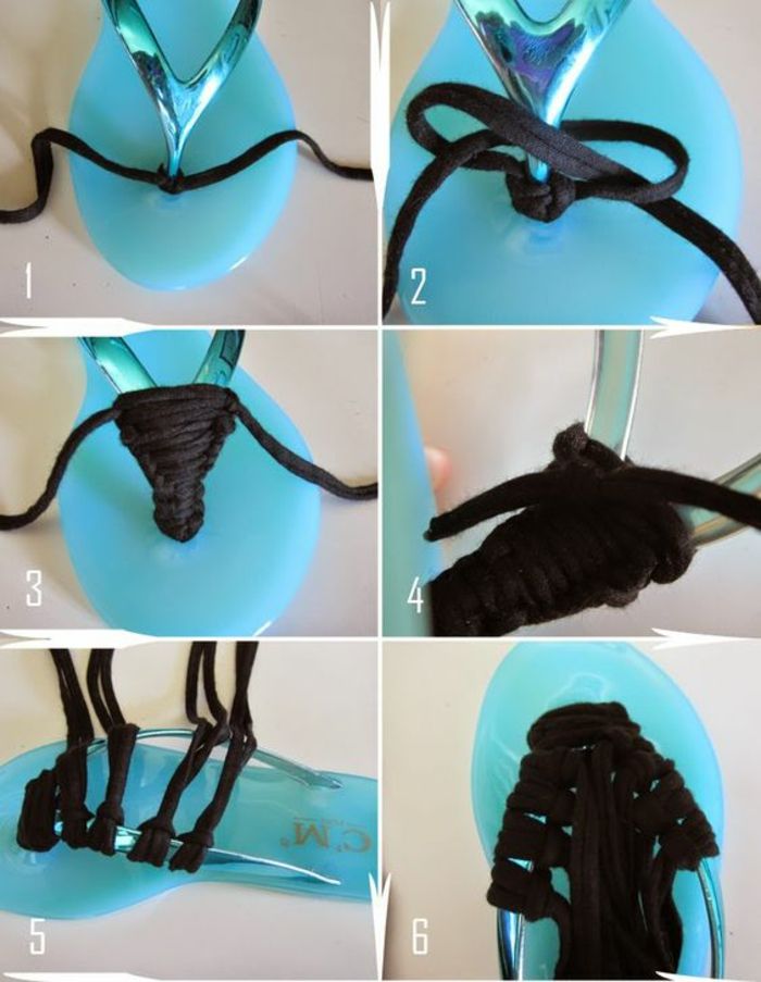 Ako si vyrobiť modré žabky topánky šiť s čiernym Purring