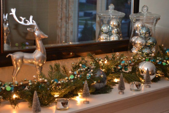 lepa-Božični okraski-idej-božični okraski jelke panoge številke Silver kroglice Hart