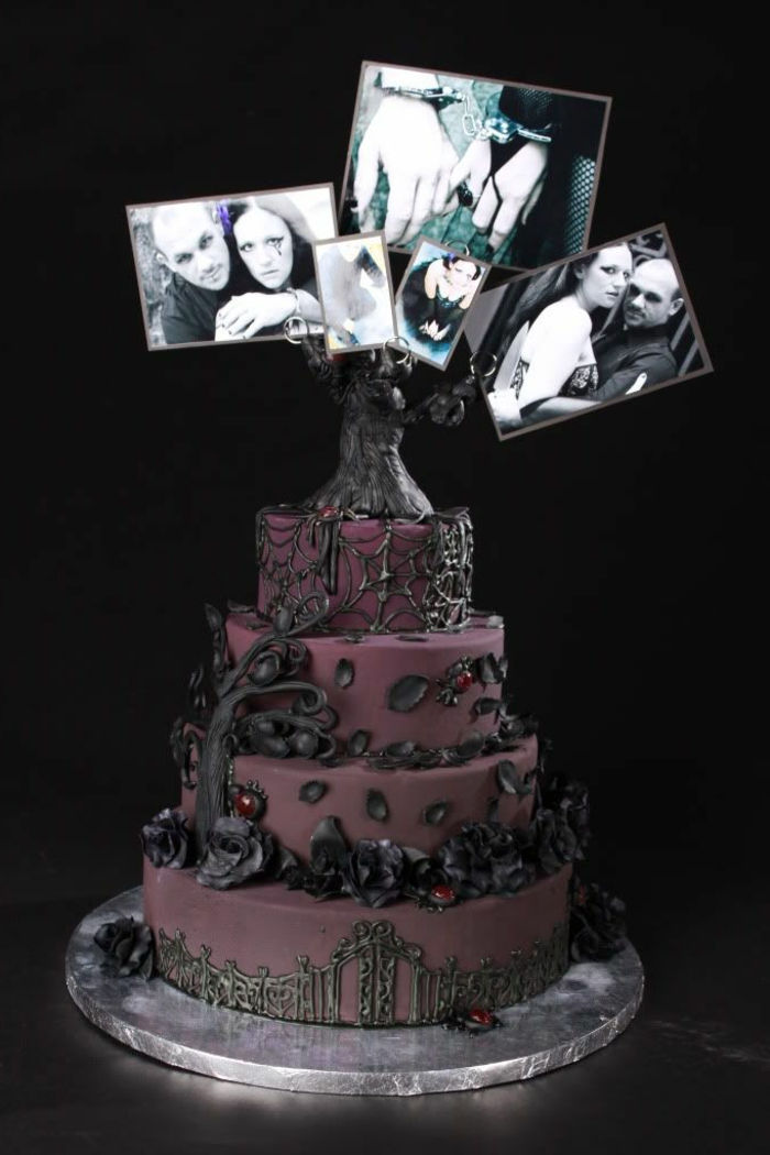 Poročna torta-v-vijolično-tri zanimivih posnetkov