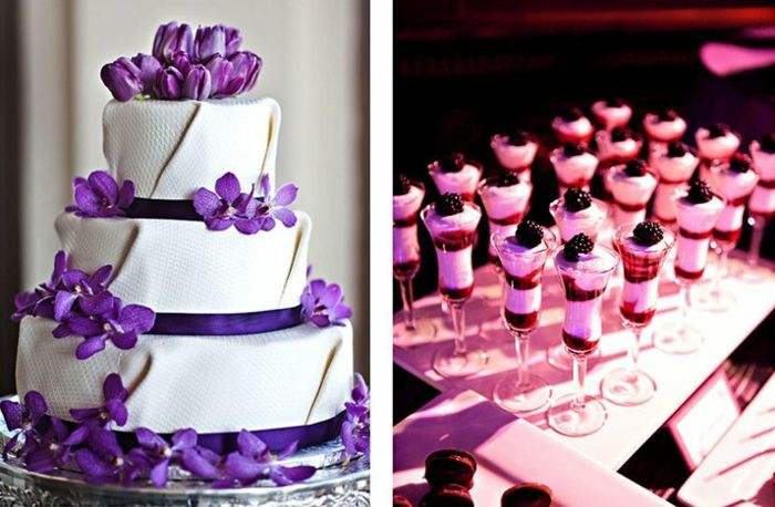 poročna torta-v-vijolično-dva fotografije