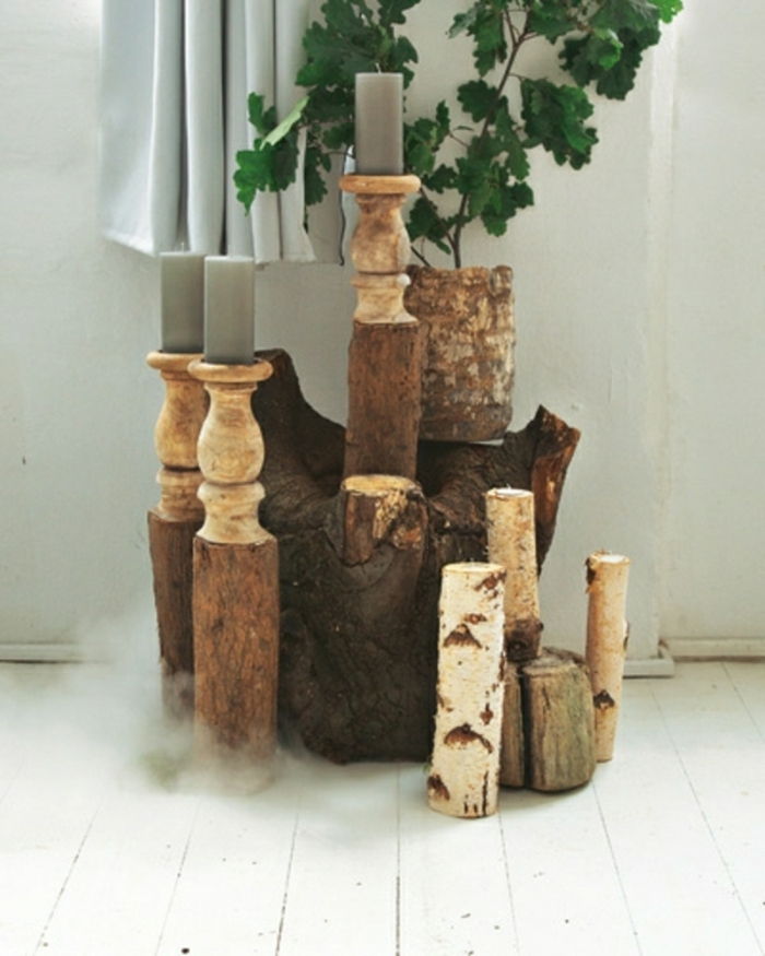 lesene dekorativne dekorativne podružnice kot stojalo design deco ideje cvetlični cvetlični lonec oblikovanje