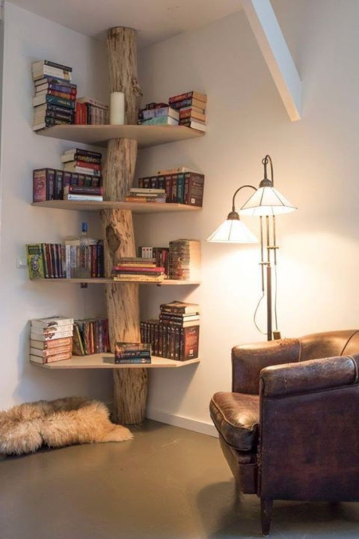 bibliotecă pentru rafturile pentru decorațiuni interioare pentru o idee plăcută și confortabilă