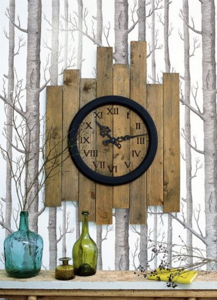 lesa deko drobovje dajo dekoracijo ideje za oblikovanje lesa ure očala zelene in modre steklenice