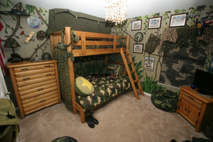 idéer vägg design ung sovrum trä säng