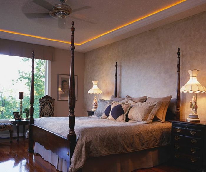 piękny model sypialni oświetlenie pośrednie ściany