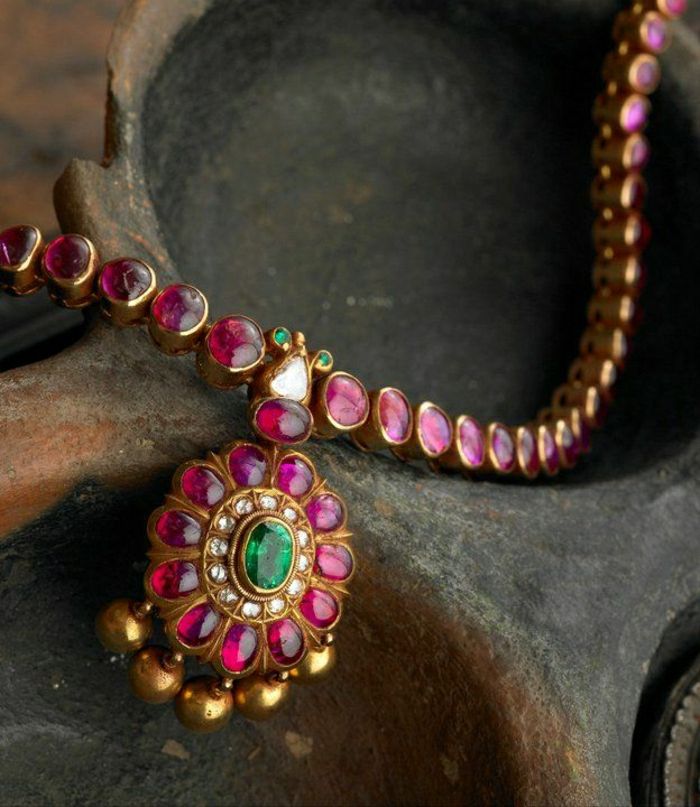 Indické šperky kryštály ružové reťazca kamene