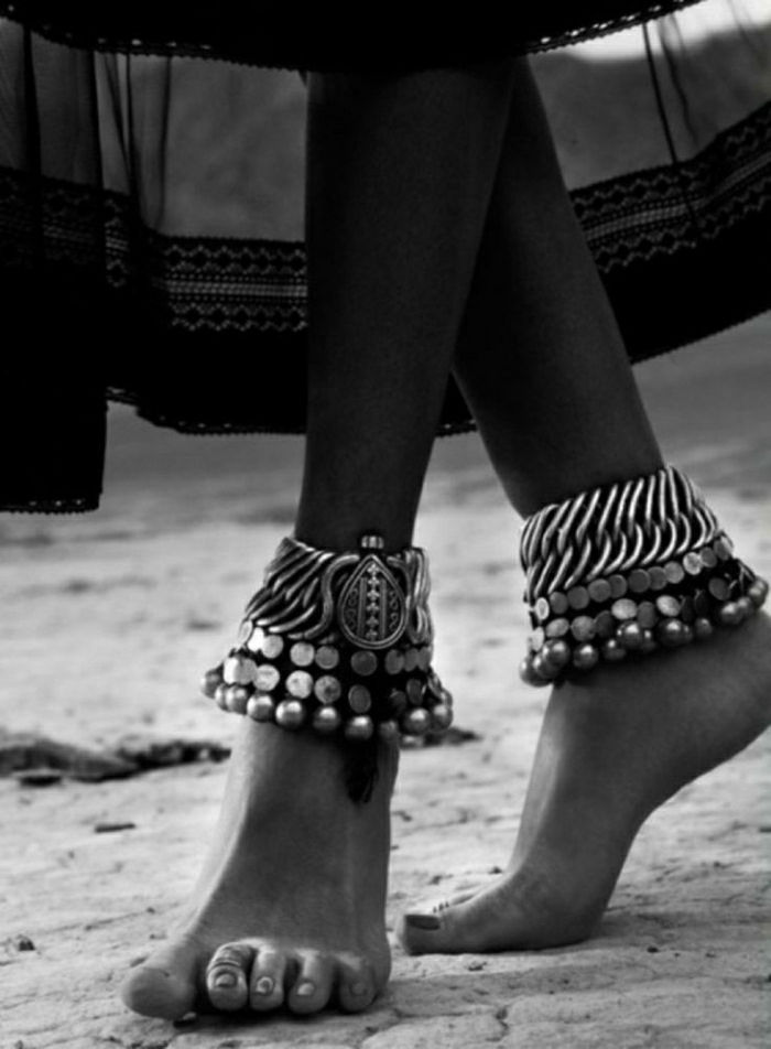 Indyjski srebro biżuteria Feet kostka