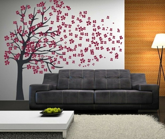 Zanimivo moderno steno dizajn-dnevna soba-big-tree slika