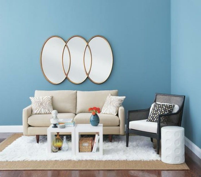 Zanimivo steno dizajn-barva-modra-moderno-dnevna soba
