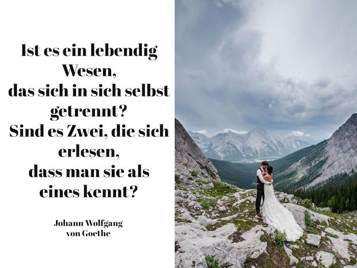 qui troverai una foto con un breve discorso di johann wolfgang von goethe - qui troverai una foto con sposi e montagne