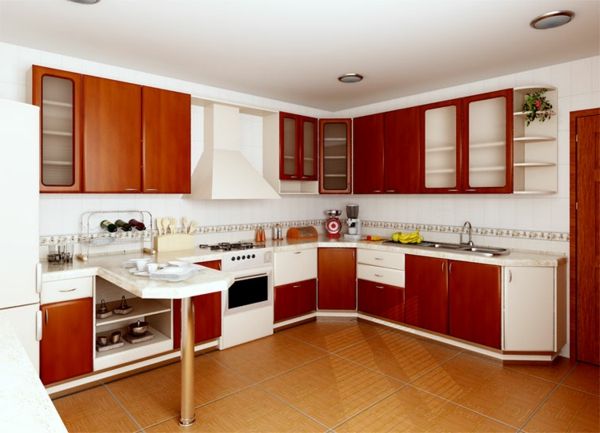 kuchyňa v bielej a červenej modernej kombinácii krásny izbový dizajn