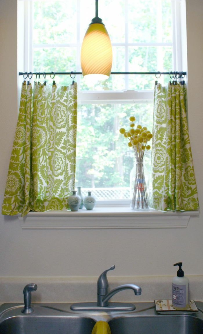 köksfönstret Gardiner-färska gröna mönster gardiner-för-small-fönster