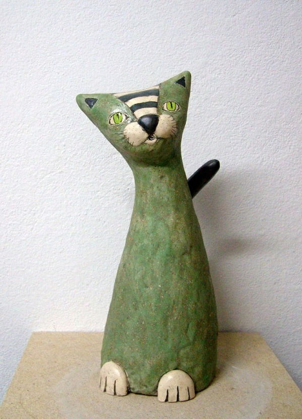 figuren cat-of-keramiek-green