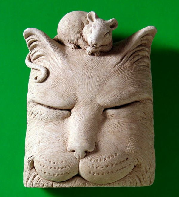 figuren cat-of-keramische wand-met-muis