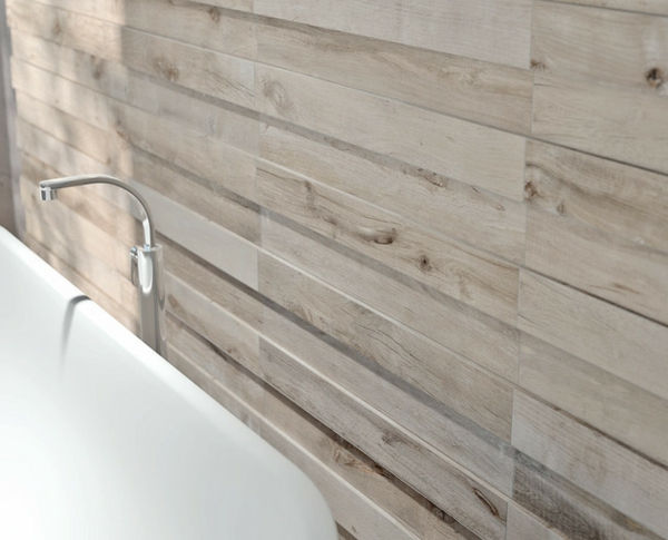keramične ploščice, posnemanje lesa kopalnica steno načrtovanja ideje