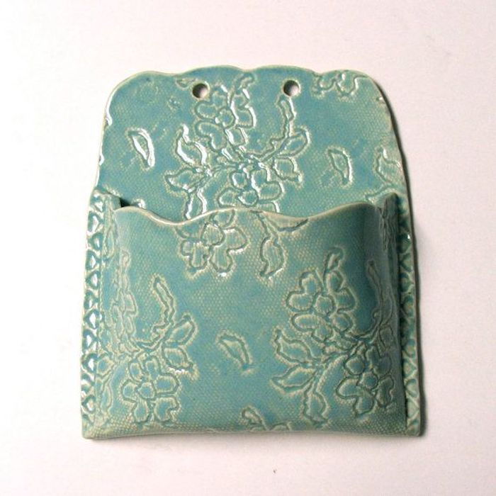 Piedistallo in ceramica per parete mobile, motivi floreali, colore blu, lacca