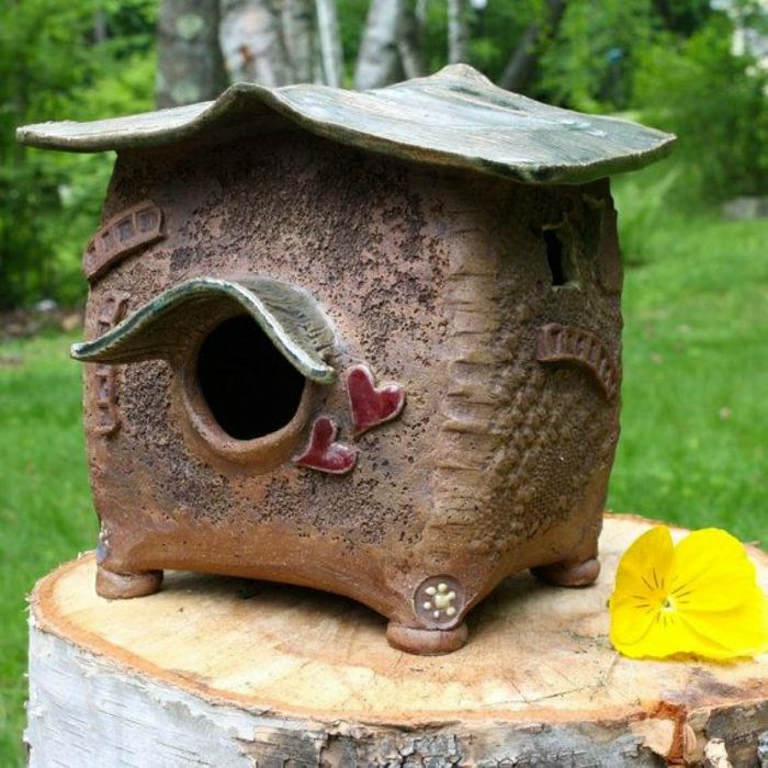 Keramický Vtáčie dom ručné záhrada yard výzdoba