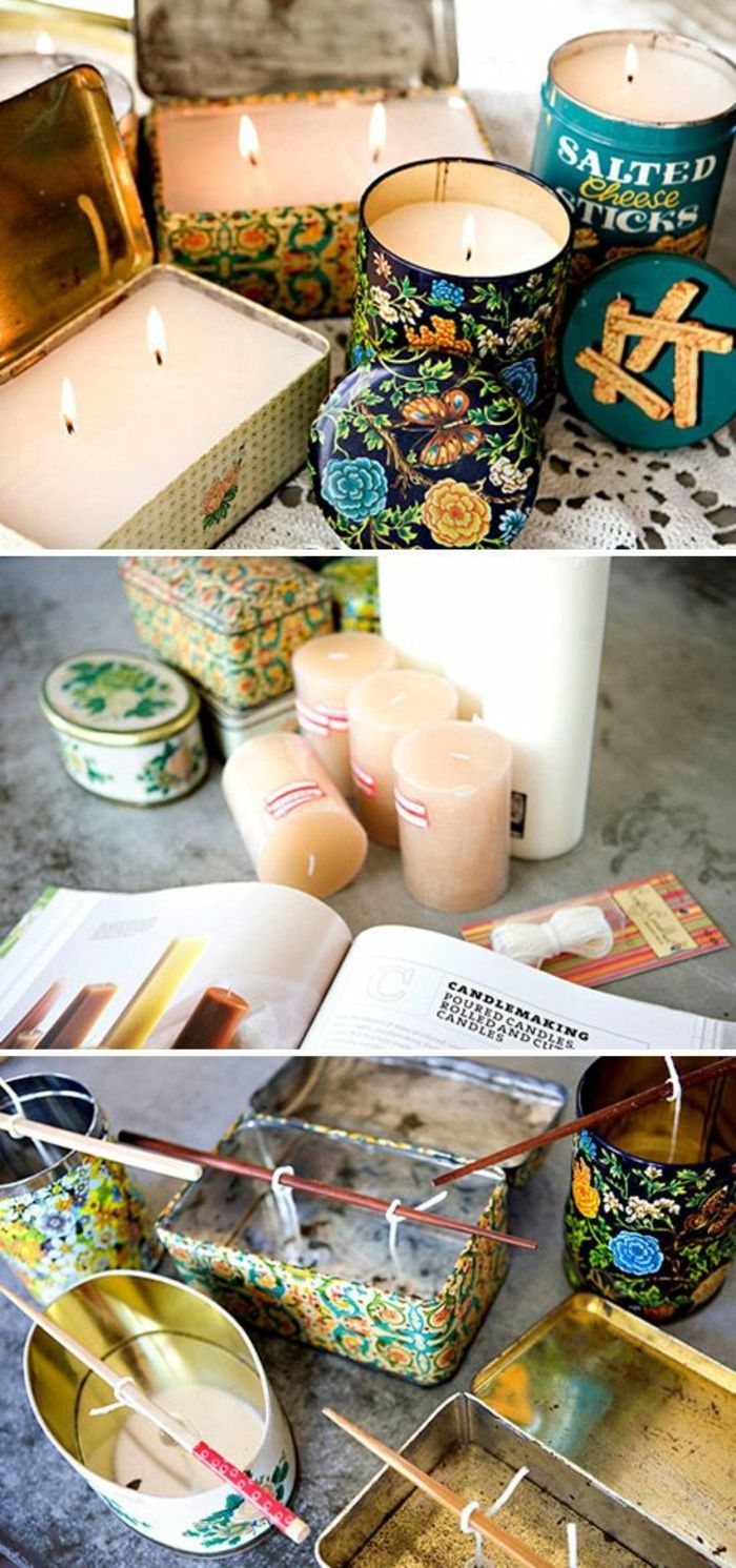 Uporabite pisane posode za pločevinke kot svečniki, DIY sveče