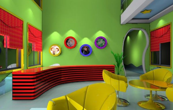 škôlky-interiér-ultra-moderné recepcia-in-mnohých farbách