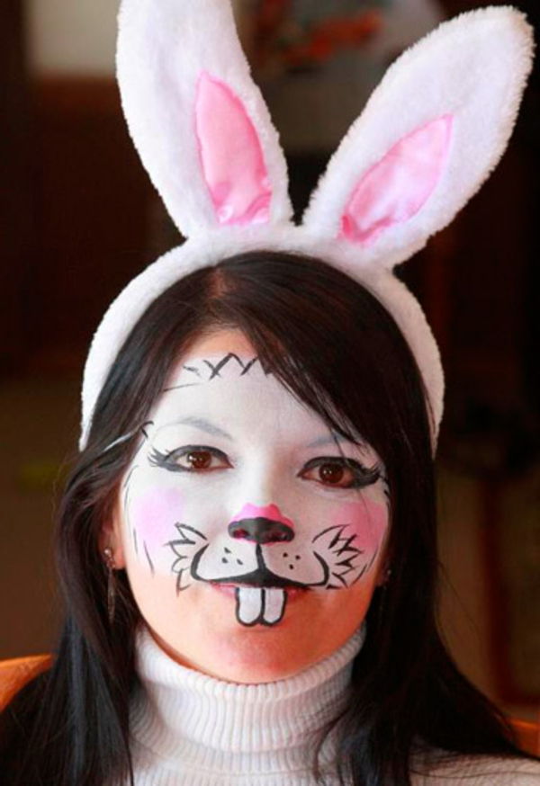 gezicht schilderij-bunny-gezicht-donker haar