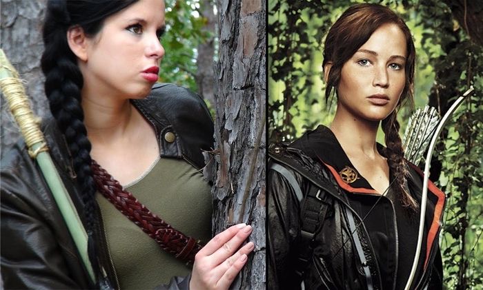Usnjena jakna in zelena bluza za spreminjanje kostumov Katniss Everdeen - otroški junaki