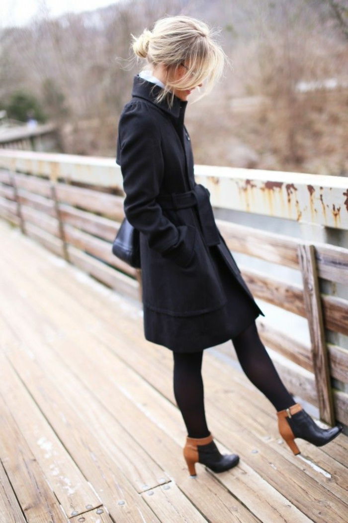 klasični model, Coat Dame črni pas dekle most