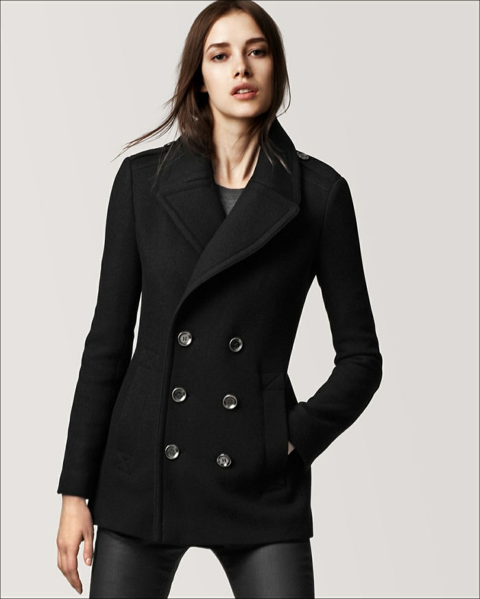 klassieke model Coat Dames zwart-grote knoppen