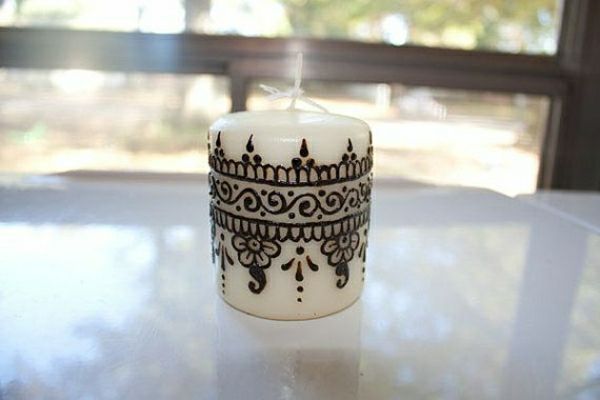 mažas baltas žvakė chna apdaila handpainted