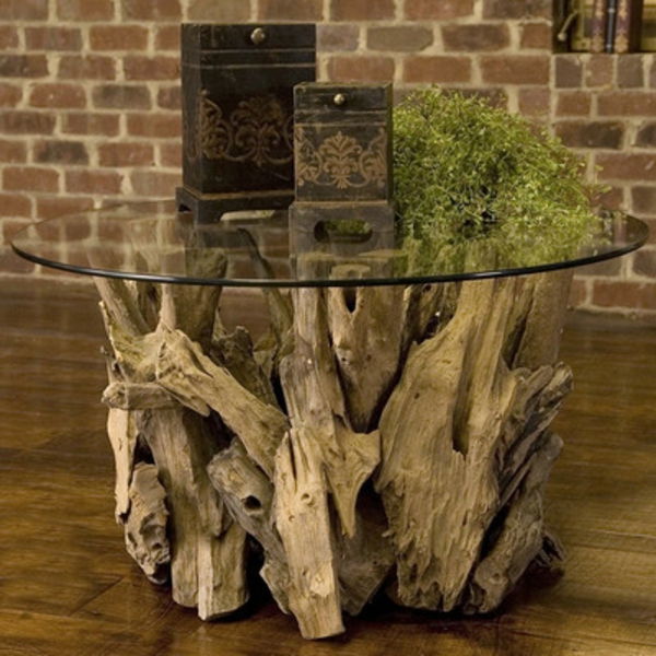 pequeno-original-mesa de madeira flutuante e vidro