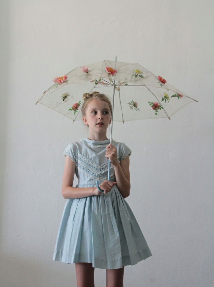Little Girl Blue Dress Glamour-Kinderschirm flor da decoração