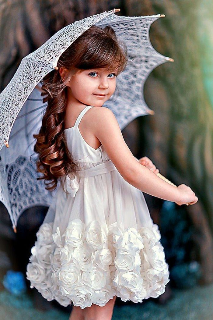 Menina Glamour vestido Decoração modelo romântico Kinderschirm
