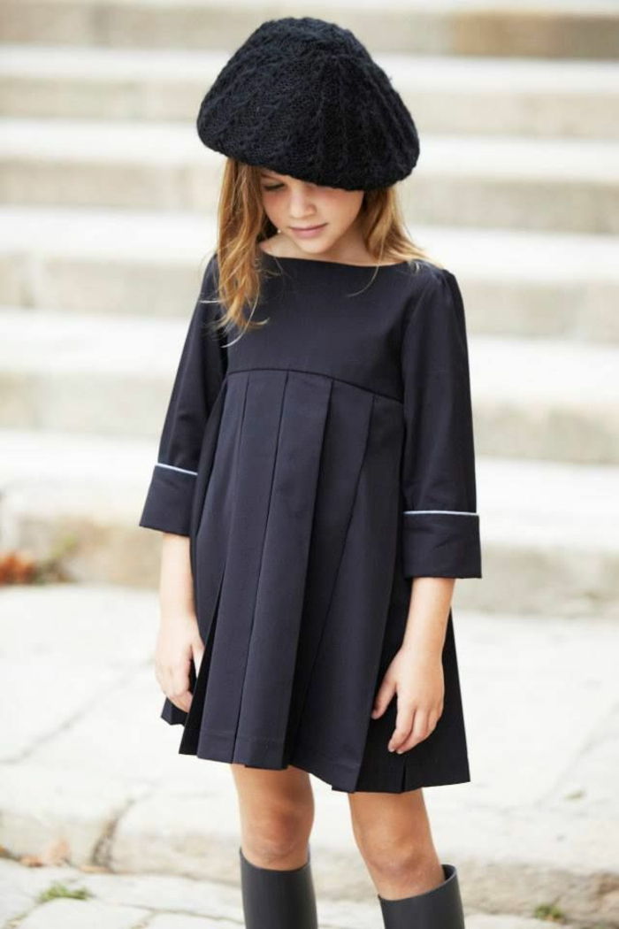 små-Girl Short Dress stickad-cap fransk stil flörtig-chic-sweet