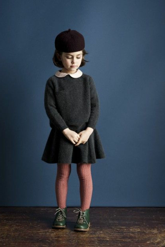 little-girl-sympatisk söta klänning fransk-hat Beret