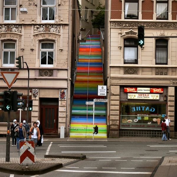 kreativa street style utvändig trappa-målning